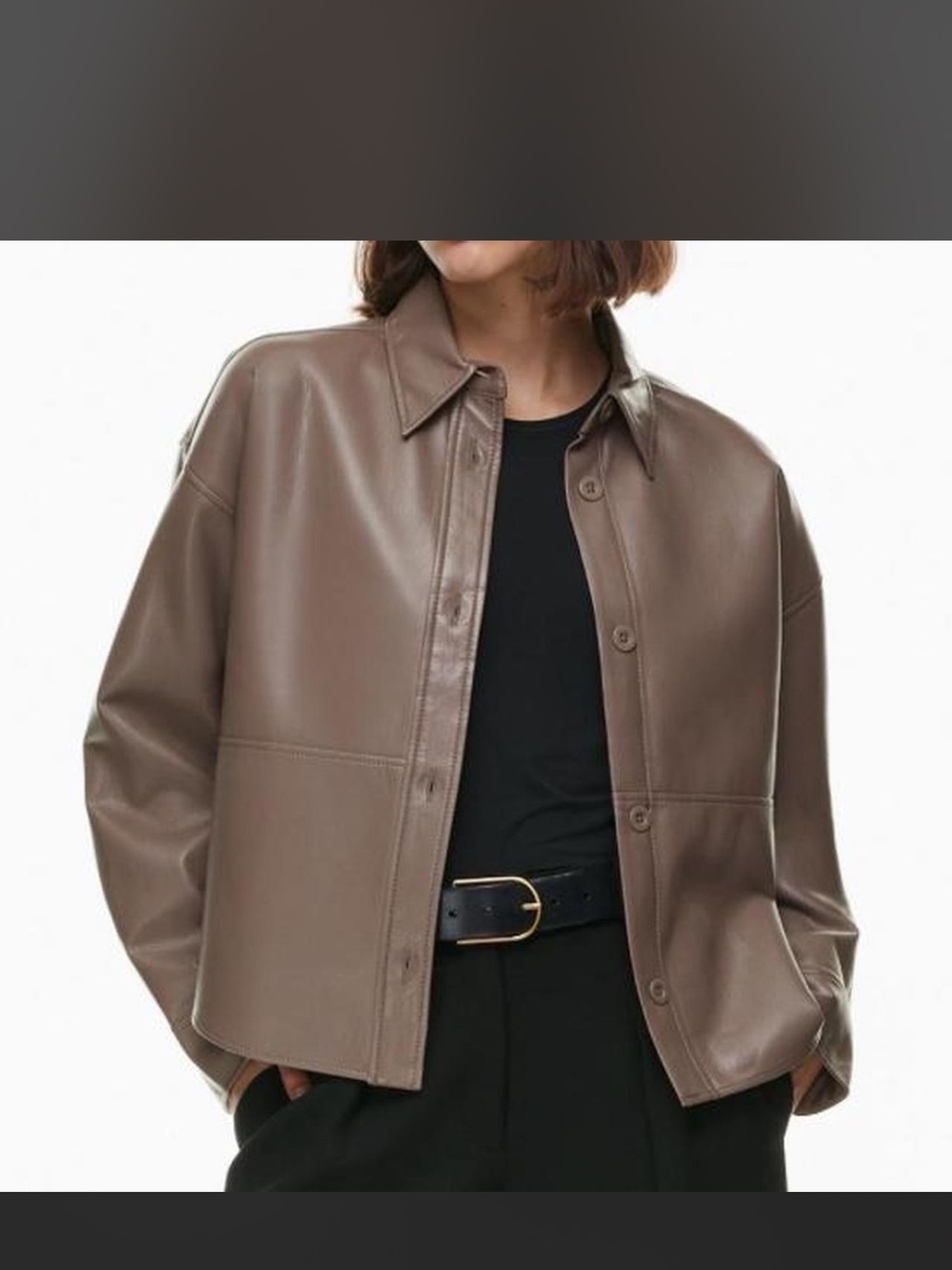 Babaton pelli hip shirt jacket deep taupe